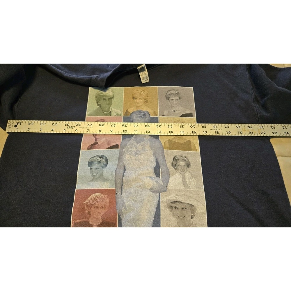 Princess Diana Sweatshirt Navy Medium Just Here For The Tea Conspiracy Graphic Q - Picture 6 of 6